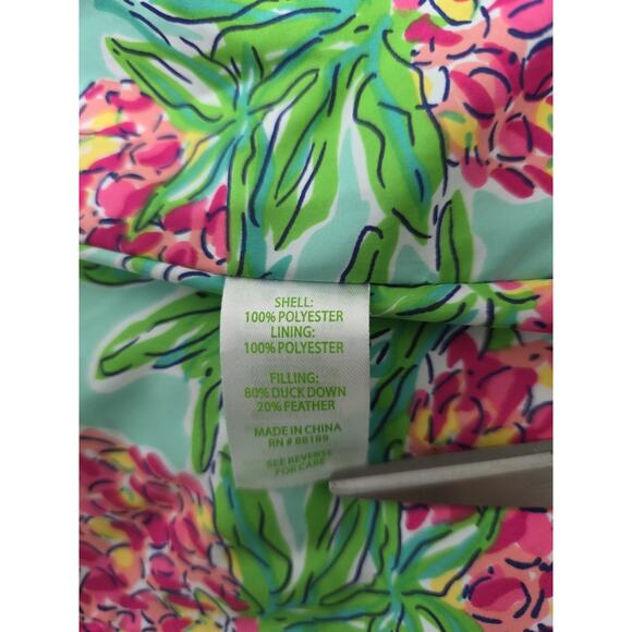 Lilly Pulitzer Vest Women’s Small Blue Down Puffer Full Zip Floral Lining - Picture 9 of 10